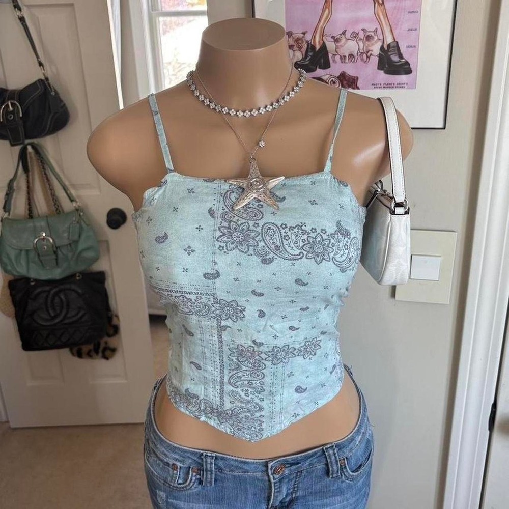 Abercrombie pastel‎ blue paisley cami tank top